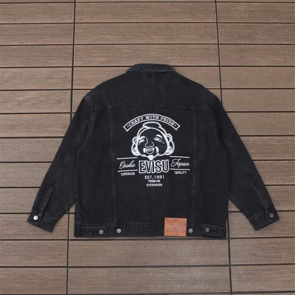 evisu black denim jacket