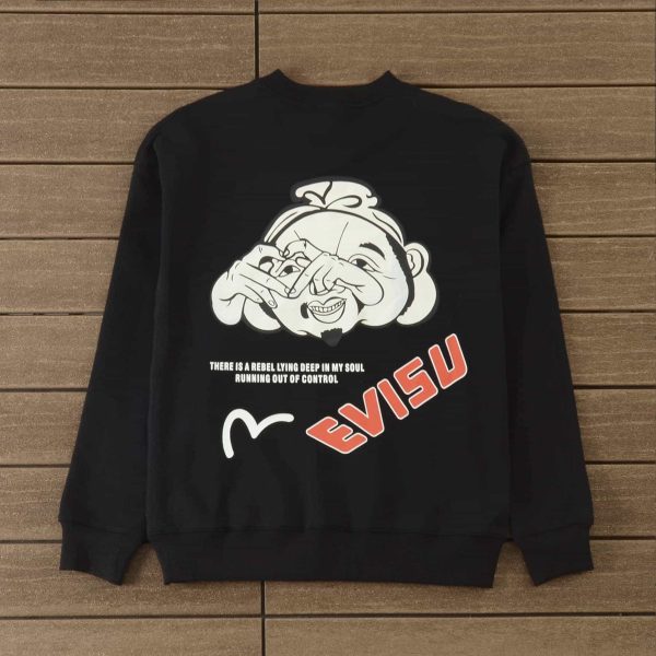 evisu black long sleeve sweatshirt