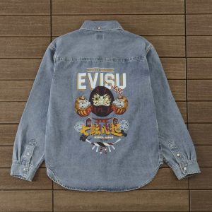 evisu blue denim shirt