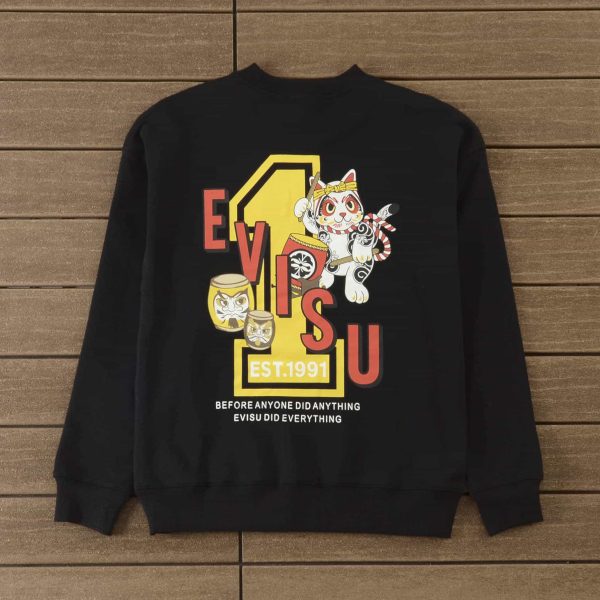 evisu cats black sweatshirt