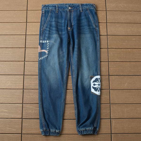 evisu logo blue denim pants