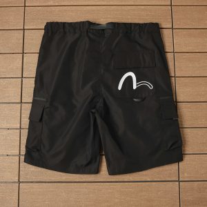 evisu parachute black shorts