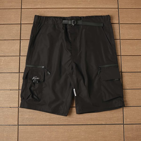 evisu parachute black shorts